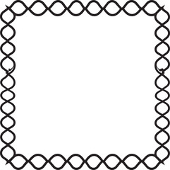 Scalloped Edge Rectangular Frame | Undulate Squiggle Black Vector