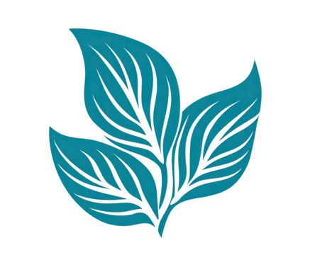 Teal leaves on black background