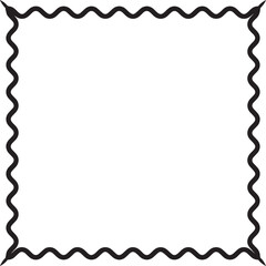 Scalloped Edge Rectangular Frame | Undulate Squiggle Black Vector