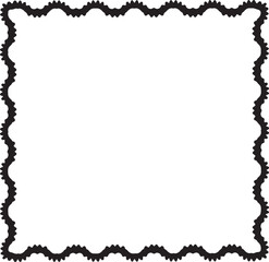 Scalloped Edge Rectangular Frame | Undulate Squiggle Black Vector