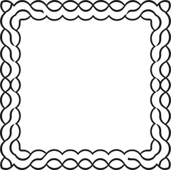 Scalloped Edge Rectangular Frame | Undulate Squiggle Black Vector