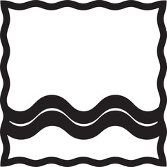 Scalloped Edge Rectangular Frame | Undulate Squiggle Black Vector
