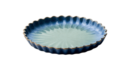 A centered view of ceramic tart plate, white background --ar 16:9