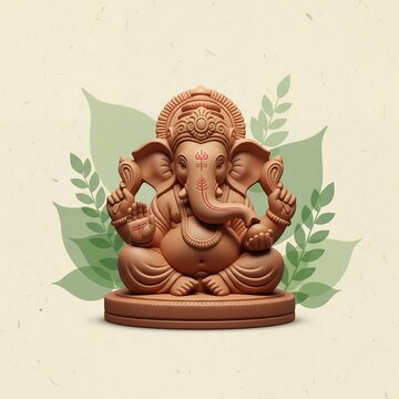 Happy Ganesh Chaturthi 2025 minimalistic poster with festive themed elements