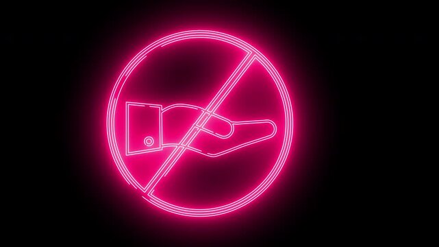 forbidden icon and palm icon with neon effect