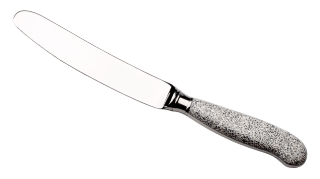 A plain image of polished granite cheese knife, white background --ar 16:9 - Powered by Adobe
