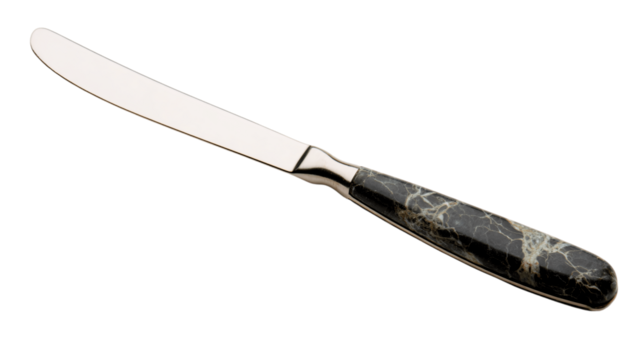A plain image of polished granite cheese knife, white background --ar 16:9