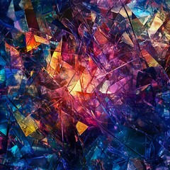 Shattered Continuum II Fragments of color and light merging into an endless cohesive pattern intricate and infinite