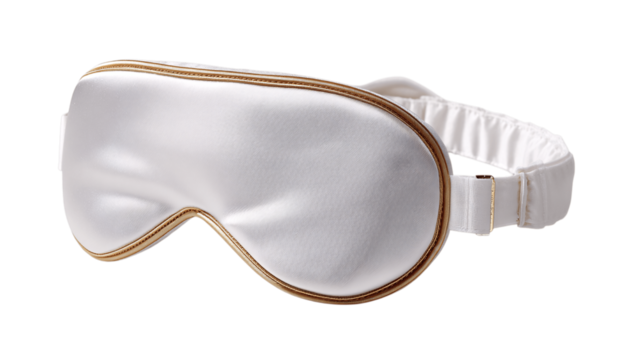 A professional stock photo of luxury silk sleep mask, white background --ar 16:9