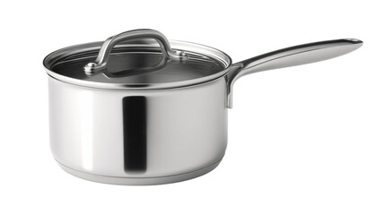 A studio shot of premium steel saucepan, white background --ar 16:9