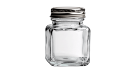An isolated premium glass spice jar, white background --ar 16:9