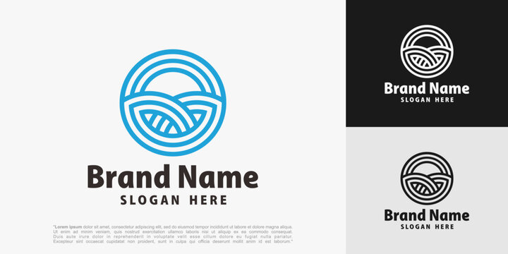 abstract leaf line logo design, vector illustration