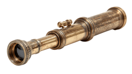 One vintage brass telescope, white background --ar 16:9