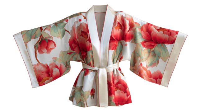 One luxury silk kimono, white background --ar 16:9