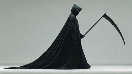 Grim reaper death scythe halloween costume spooky horror dark cloak silhouette