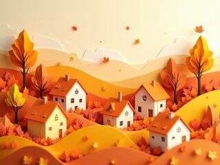 Layered Paper Autumn Landscape