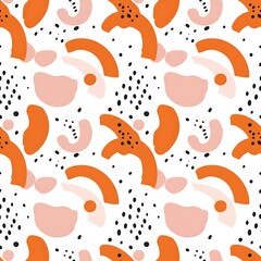 Modern Abstract Seamless Pattern with Organic Shapes and Dots