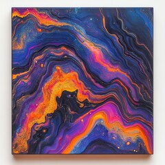 Oil marbling with subtle digital glitches and reflective metallic streaks luxurious and innovative