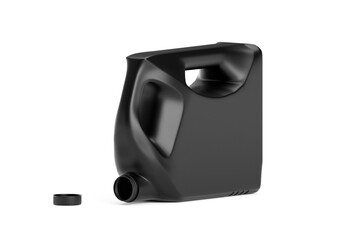 Black plastic fuel tank with open lid, transparent background