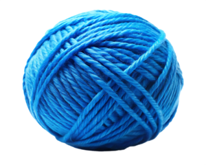 Vibrant Blue Yarn Ball: Perfect for Craft Projects and Textile Designs  isolated on white background PNG.AI Generated.