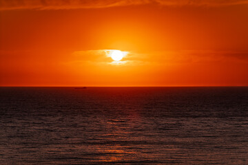 Beautiful red and orange sunrise over the sea.