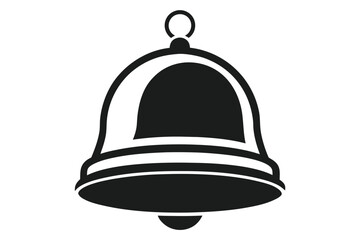 The isolated silhouette of a simple metal bell has a clean, modern look