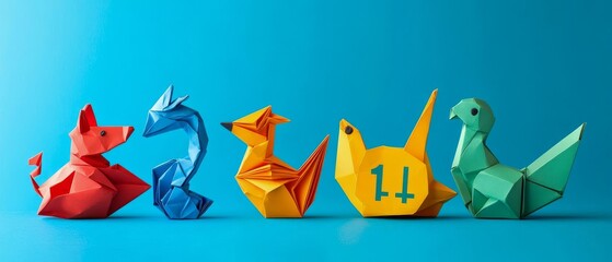 Origami animals unfolding into math symbols playful learning design