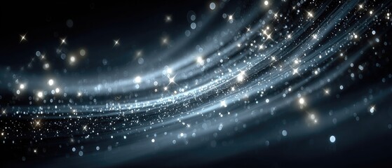 Dark, swirling light trails with glowing particles