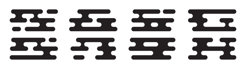 Set of traditional Asian-style clouds