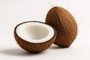 Coconut Still Life: Whole and Halved