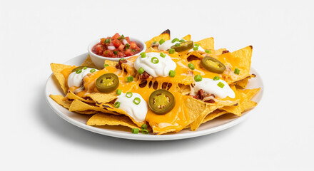 Loaded Nachos with Salsa and Sour Cream