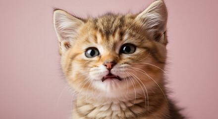 Close-up of a curious kitten.