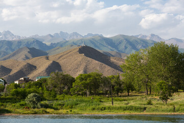 View of Issyk-Kul lake in Kyrgyzstan