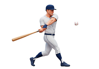 Baseball Player Swinging Bat on transparent background