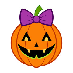Naklejka premium Halloween cute pumpkin on bow vector & illustration.