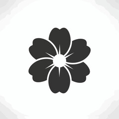 Simple black and white flower graphic design.
