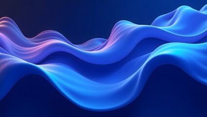 Abstract 3D Wave Background in Blue and Purple Gradient, Smooth Flowing Lines and Digital Fluid Shapes, Modern Futuristic Design