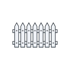 A stylized illustration of a classic white wooden picket fence with pointed slats.