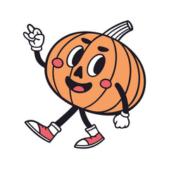 cartoon character retro groovy pumpkin  