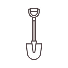 Simple line drawing of a shovel.