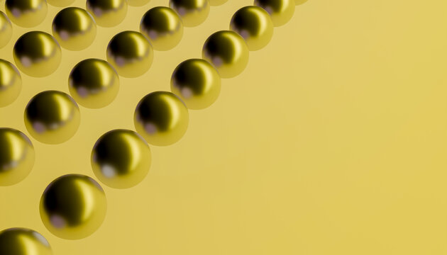 Abstract yellow pattern of reflective balls in geometric arrangement