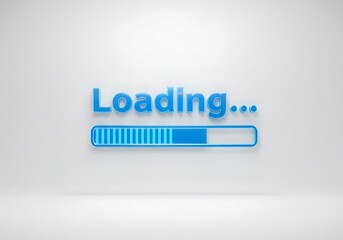 A blue "Loading..." text is displayed above a partially filled progress bar on a white background, indicating a process is in progress.