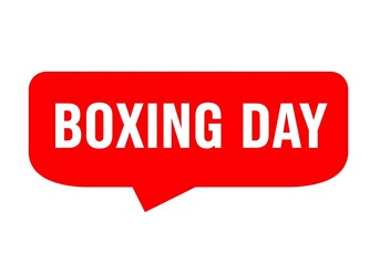 Red speech bubble announces Boxing Day sale event.