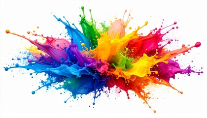 colorful splashes on white background
