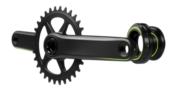 Two-piece crankset with external bearings for cross-country cycling