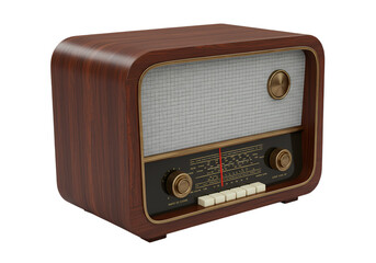 Fototapeta premium Vintage Wooden Radio A Retro Design Classic on transparent background