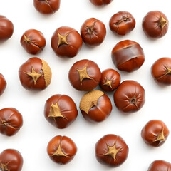 Obraz premium Chestnuts on white background