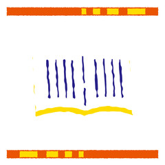 Open Book with Vertical Text Lines Illustration