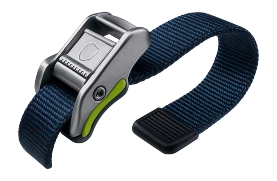 Lashing belt with a cam buckle and strong fabric for tying down equipment in transport