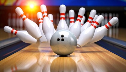 bowling ball hitting pins